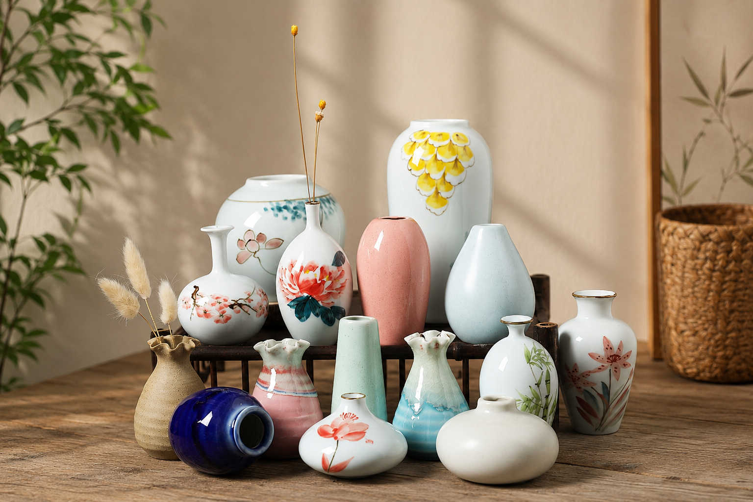 Hand-Painted Ceramic Decorative Vase Collection